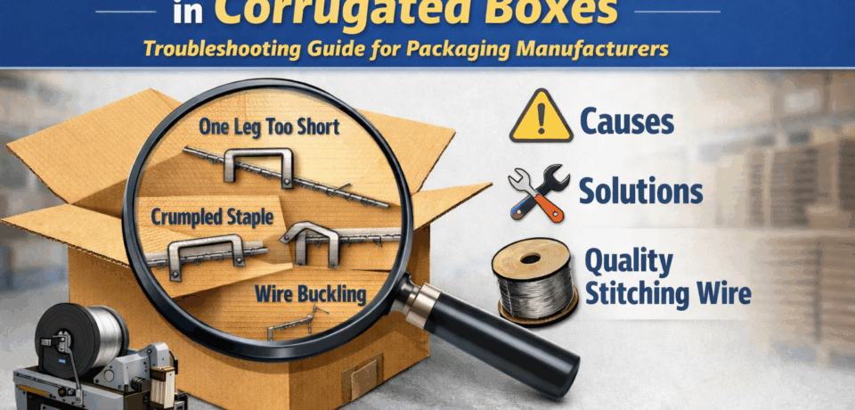 stitching errors in corrugated boxes showing common staple defects and solutions